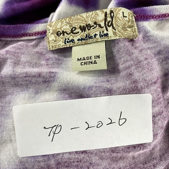 One‎ World Top Large Asymmetrical Multicolored Print Short Sleeve NWT TP-2026 - Picture 2 of 10